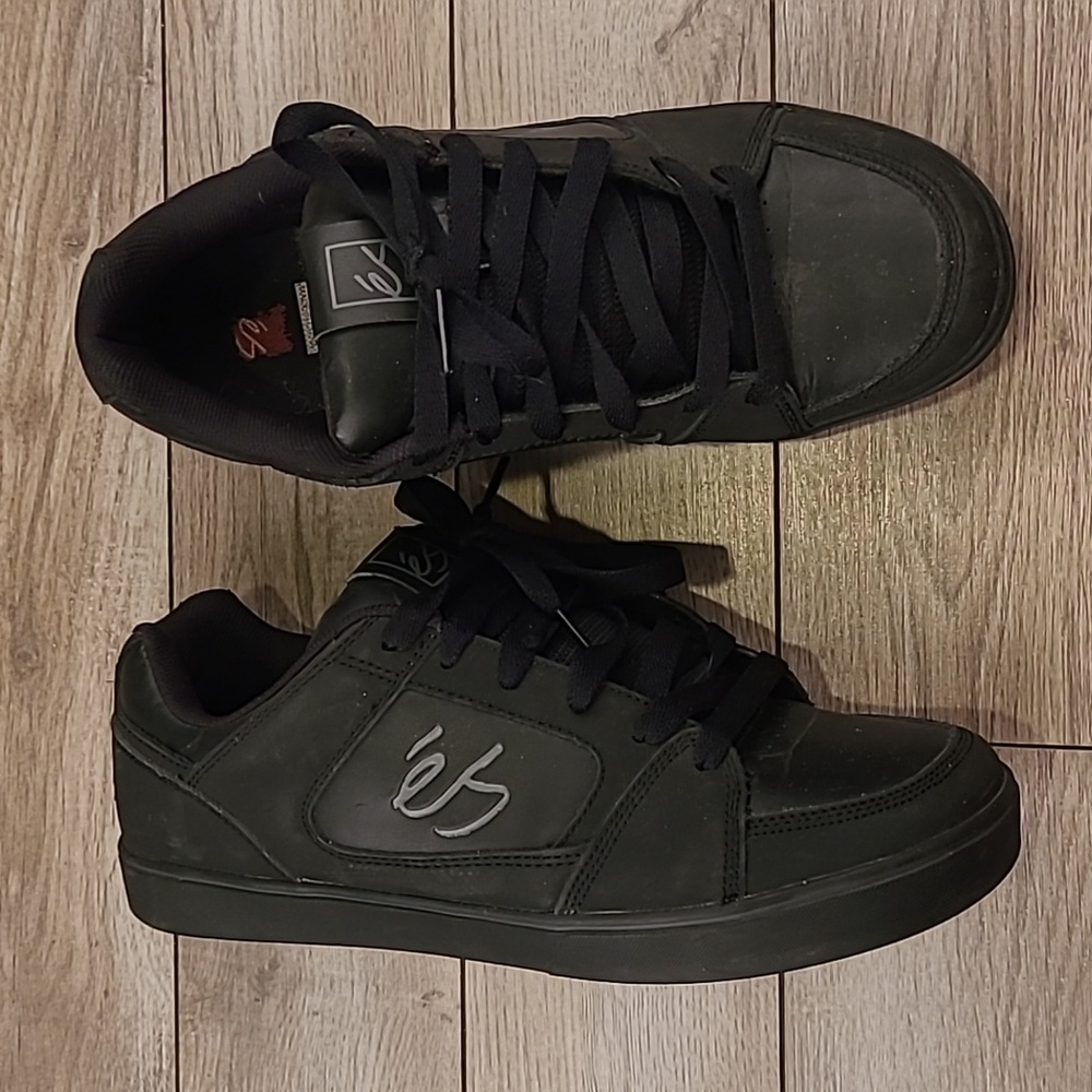 ES‎ Slant Black Leather Sz 11.5 Mens Athletic Skateboarding Shoes Sneakers